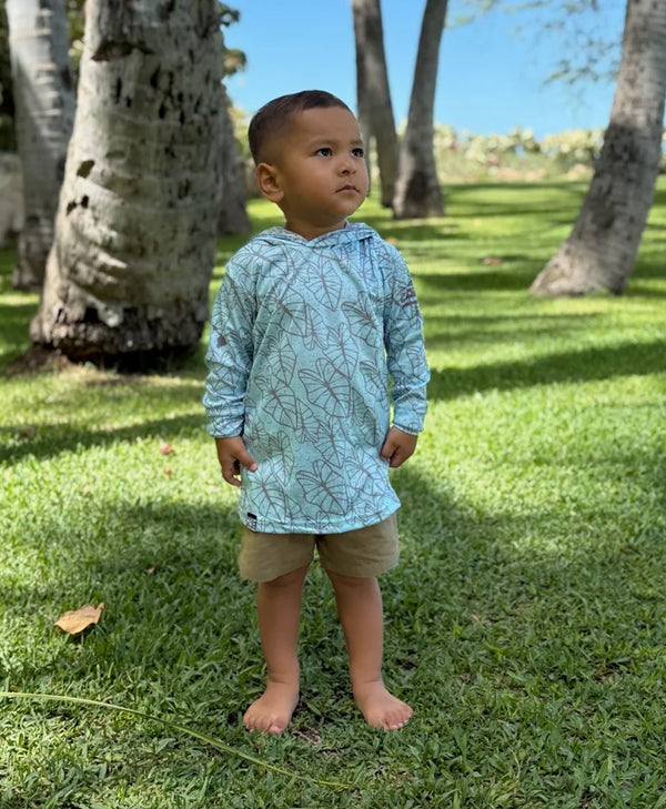 Oha Kalo Toddler Hooded Long Sleeve Drifit Seafoam Gray
