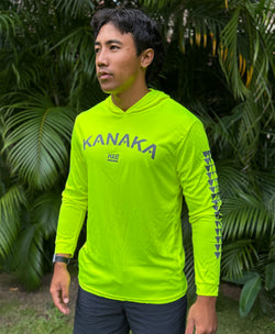 Kanaka Hooded Long Sleeve Drifit Safety Green