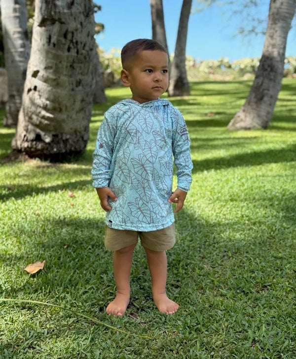 Oha Kalo Toddler Hooded Long Sleeve Drifit Seafoam Gray