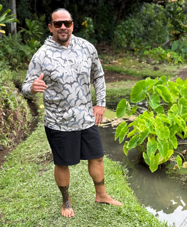 Aloha Aina Iwa Bird Camo Hooded Long Sleeve Drifit