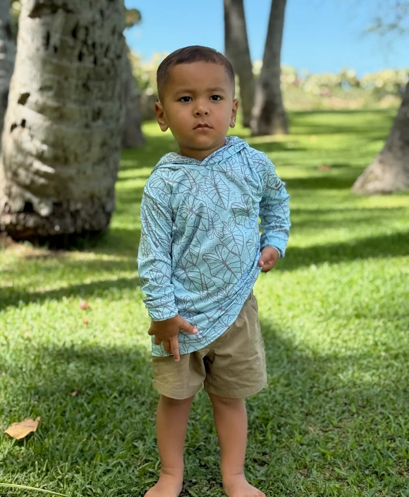 Oha Kalo Toddler Hooded Long Sleeve Drifit Seafoam Gray