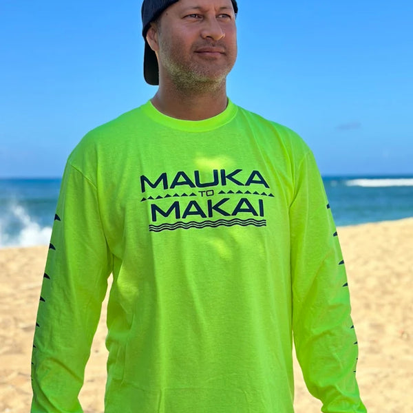 Mauka to Makai Longsleeve T-Shirt Safety Green – Hae Hawaii