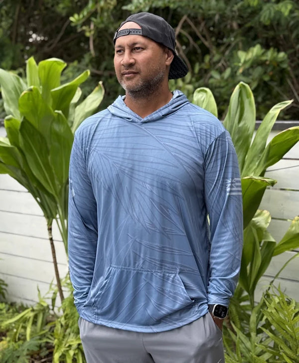 Lau Dusty Blue Hooded Long Sleeve Drifit