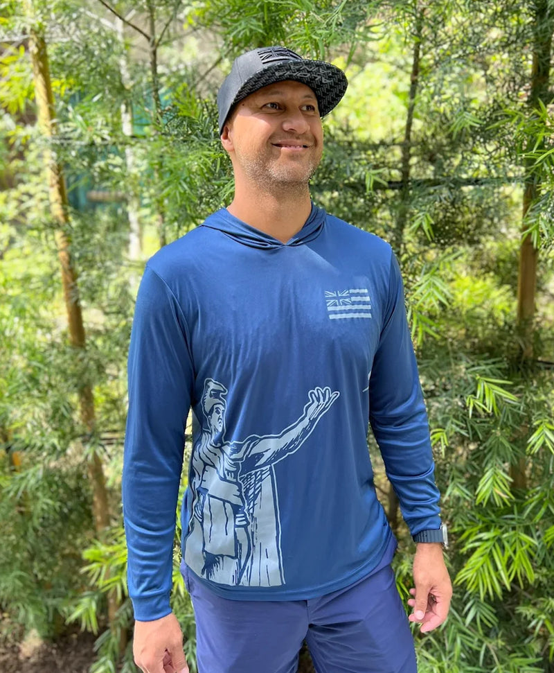 Kamehameha Navy Hooded Long Sleeve Drifit