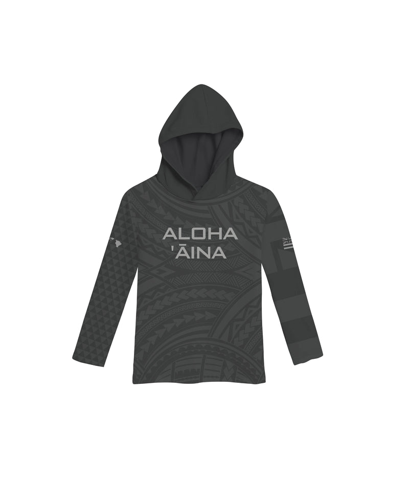 Aloha Aina Gray Toddler Hooded Long Sleeve Drifit