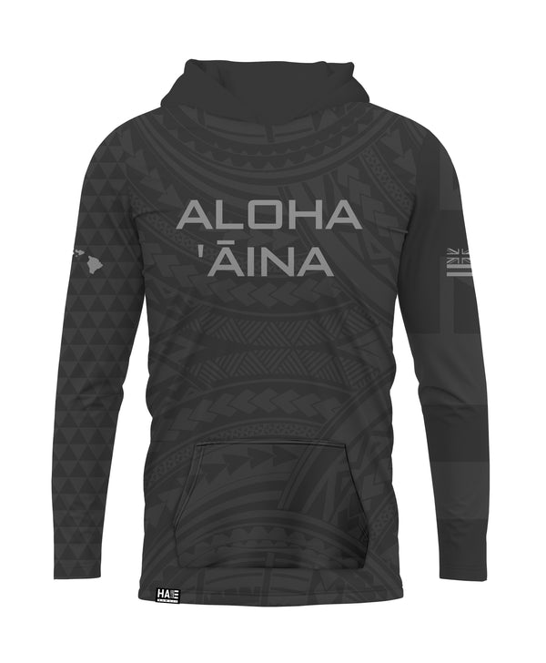 Aloha Aina Sublimated Gray Hooded Long Sleeve Drifit