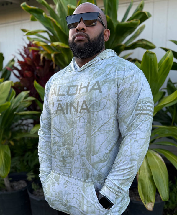 Aloha Aina Green Camo Hooded Long Sleeve Drifit – Hae Hawaii