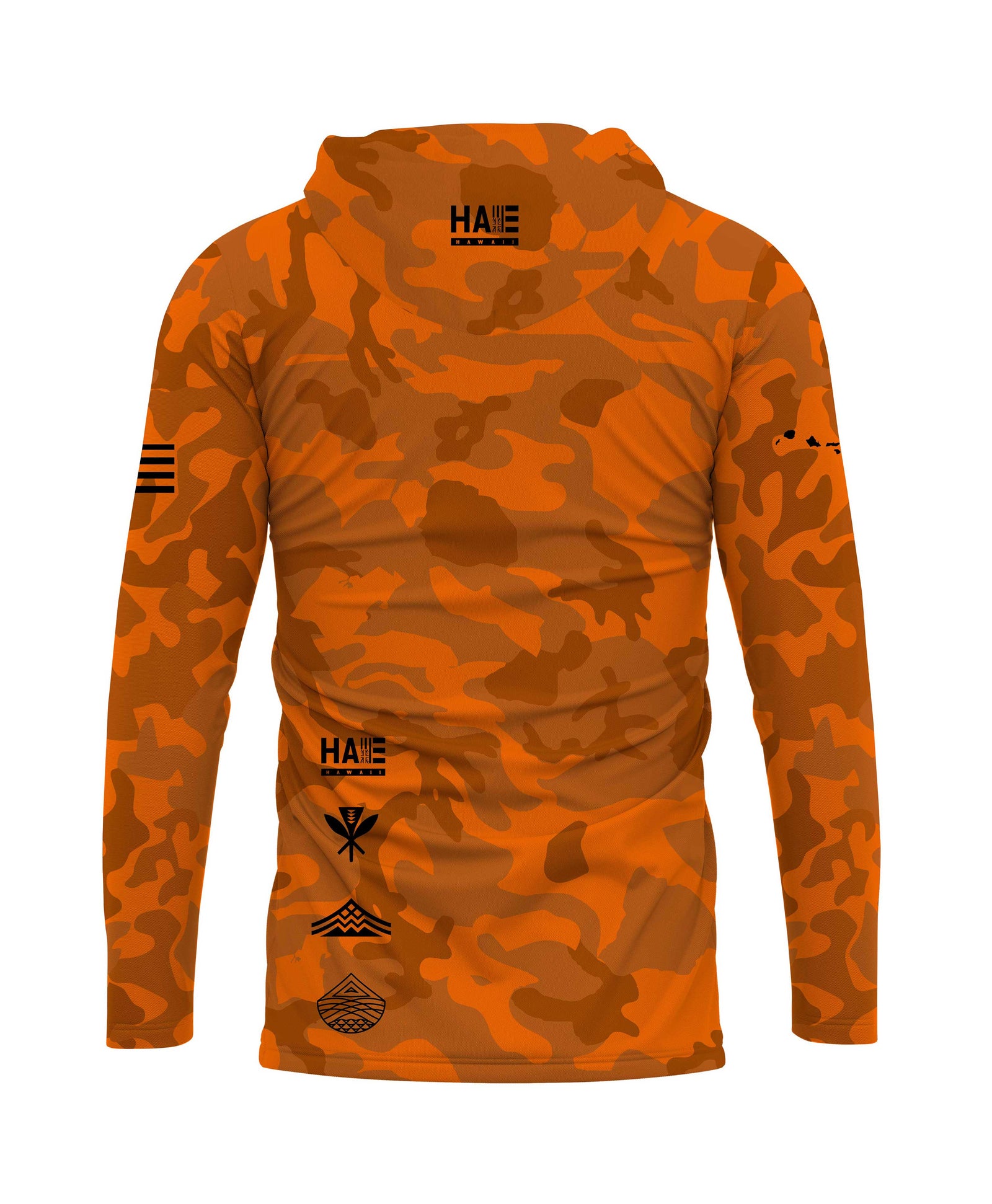 Aloha Aina Namoku Camo Hooded Long Sleeve Drifit Burnt Orange