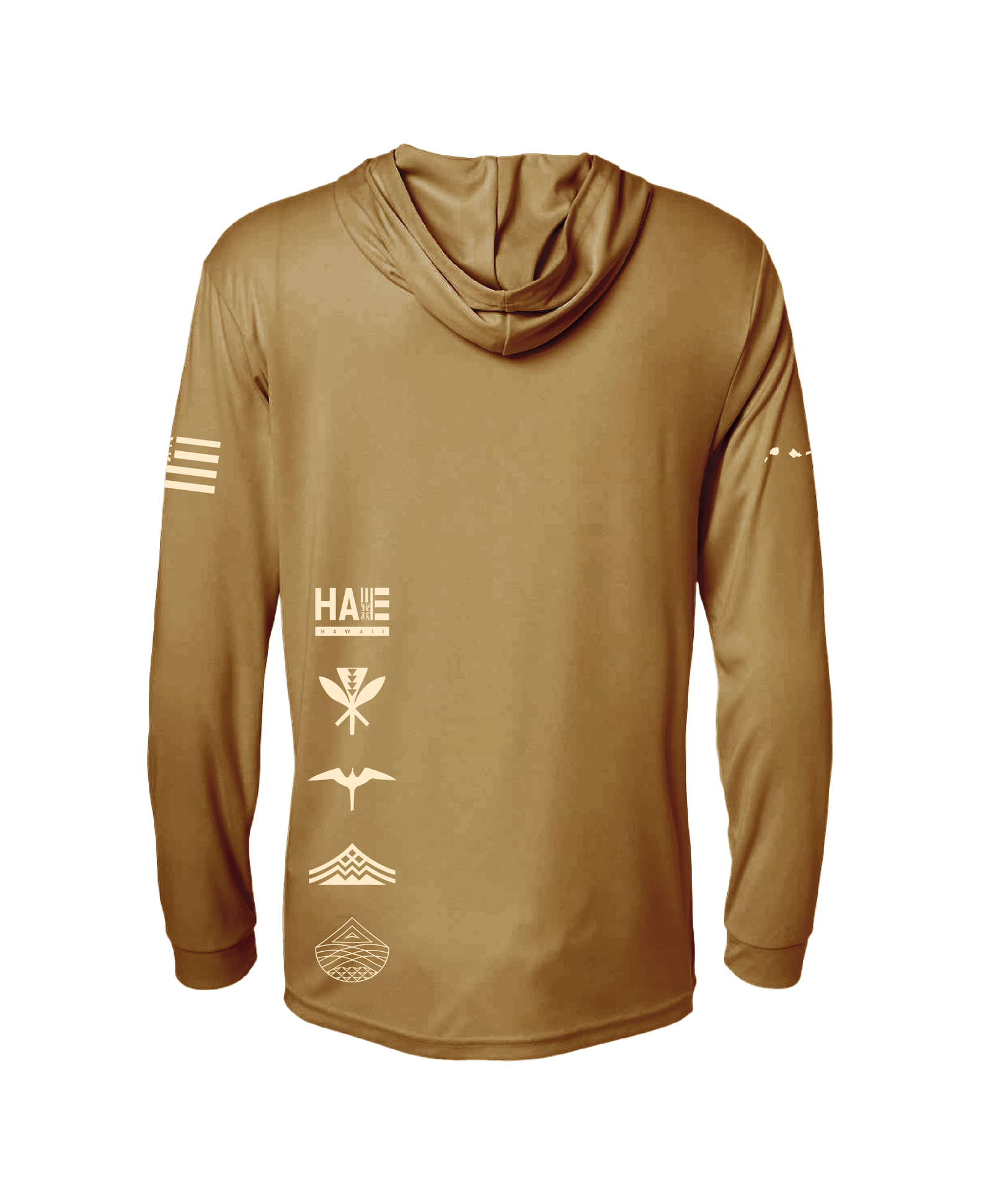 Aloha Aina Woodland Brown Hooded Long Sleeve Drifit – Hae Hawaii