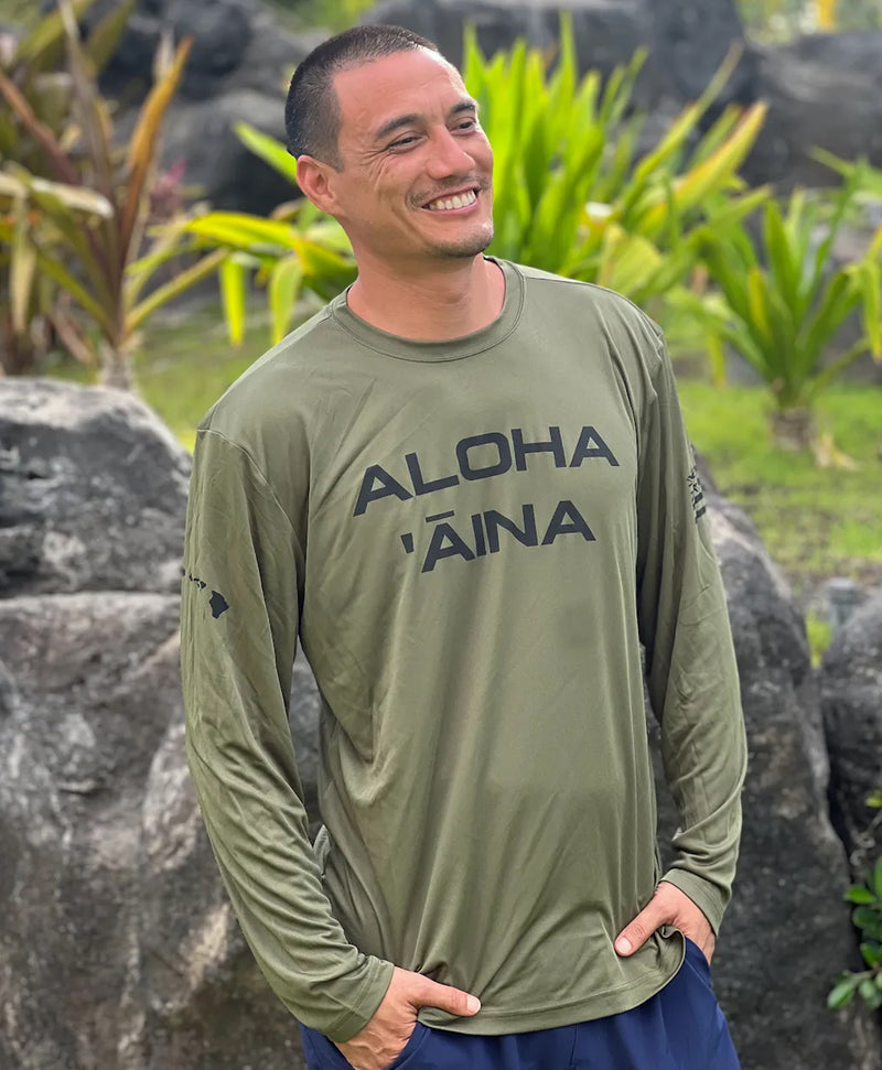 Aloha 'Āina Longsleeve Drifit Olive – Hae Hawaii