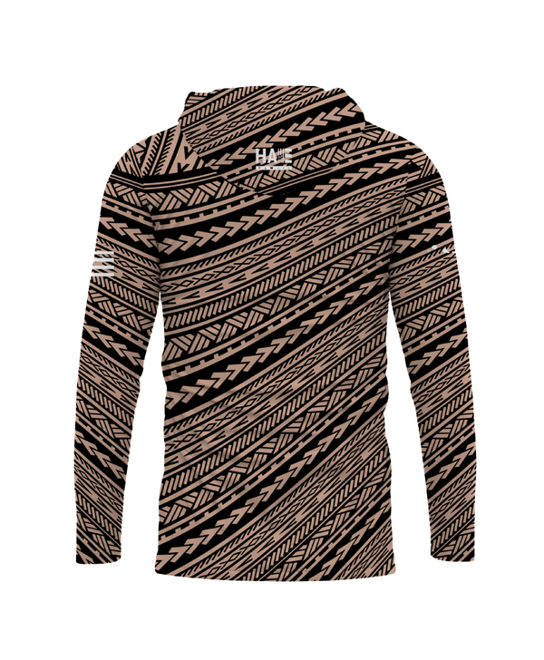 Kākau Black and Tan Sublimated Hooded Long Sleeve Drifit