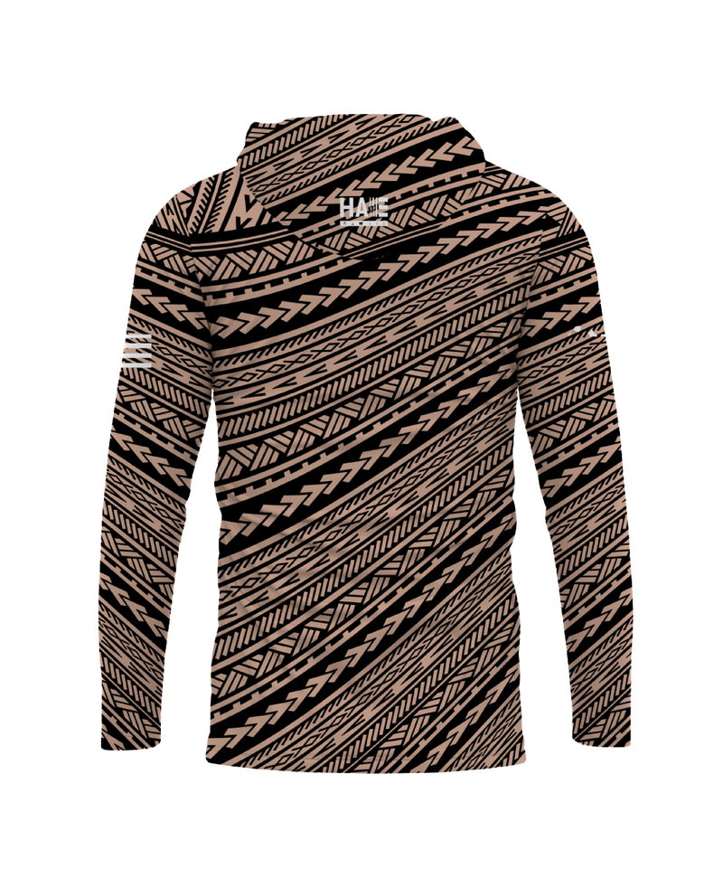 Kakau Black and Tan Sublimated Hooded Long Sleeve Drifit