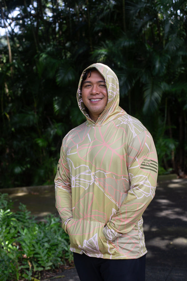 Kalo Hooded Longsleeve Drifit Taupe – Hae Hawaii