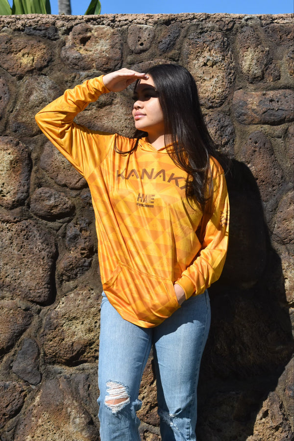 Kanaka Sublimated Hooded Long Sleeve Drifit Mustard