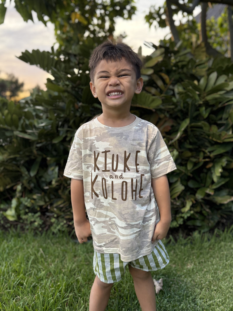 Kiuke and Kolohe Keiki Tee Natural Camo