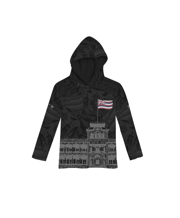 'Iolani Palace Collab Toddler Hooded Longsleeve Drifit