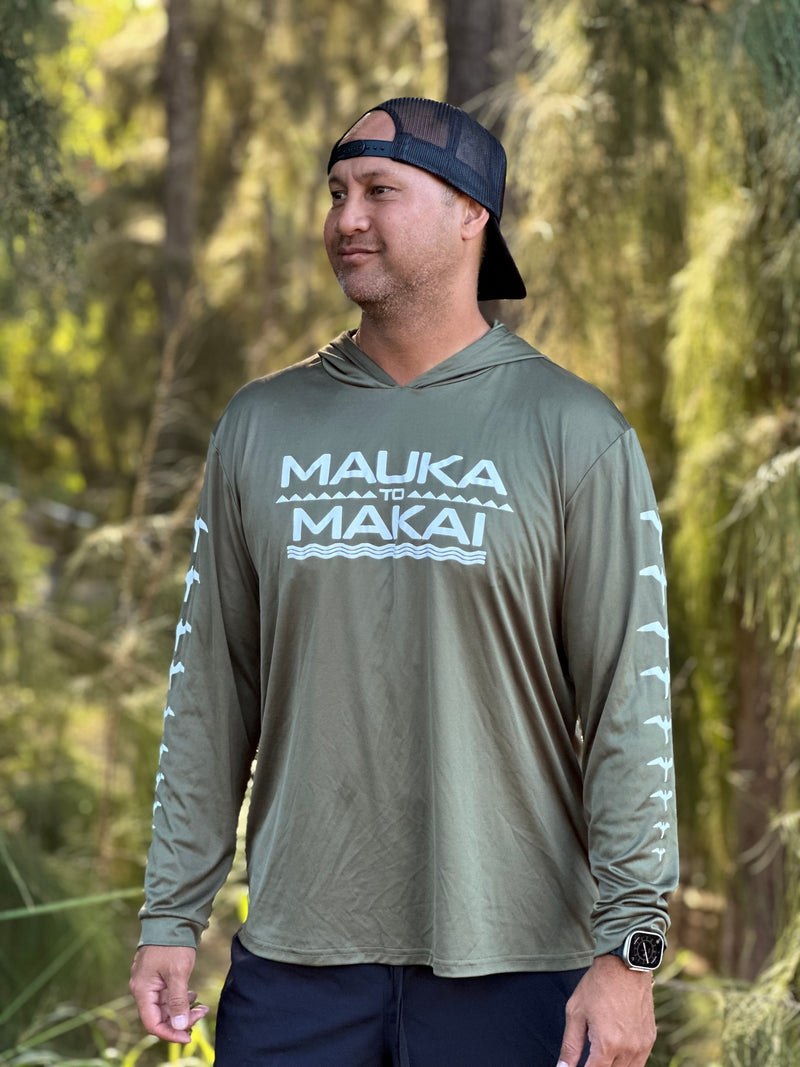 Mauka to Makai Hooded Longsleeve Drifit Olive