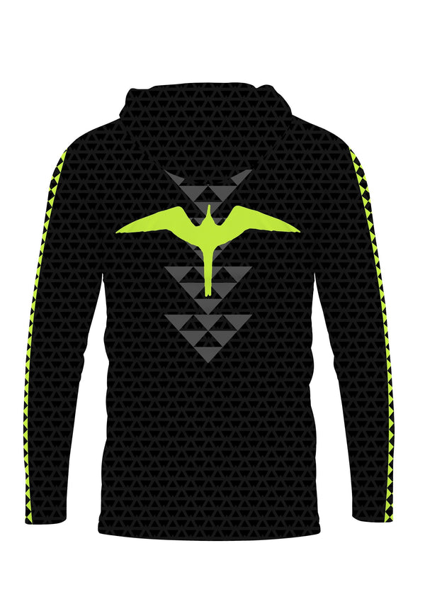 Iwa Triangles Youth Hooded Long Sleeve Drifit Navy Neon