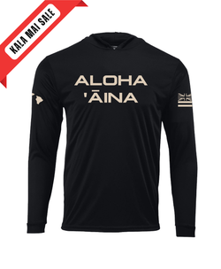 Aloha Aina Hooded Long Sleeve Drifit - Kala Mai Sale (Misprint)