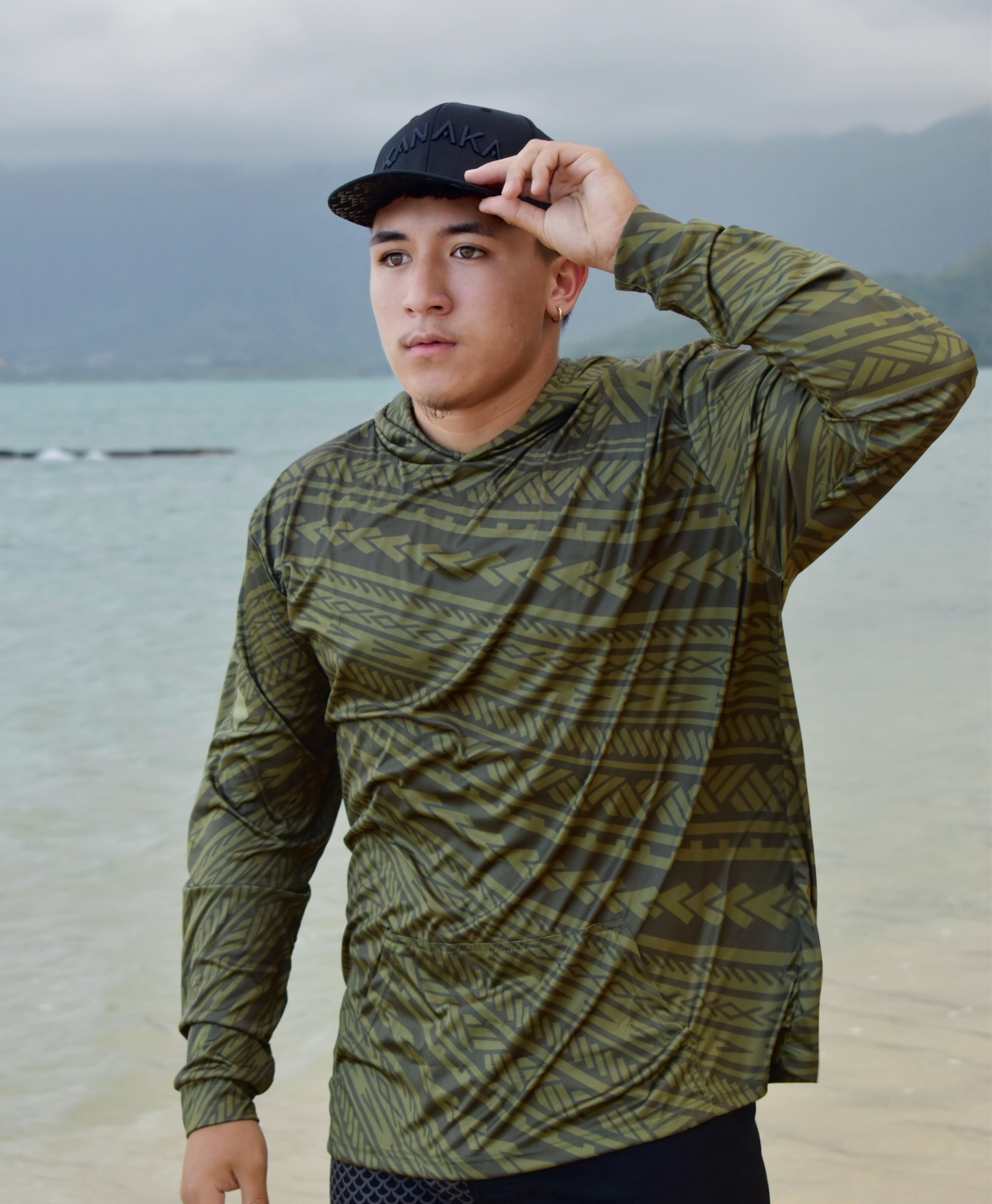 Kakau Olive Green Hooded Long Sleeve Drifit – Hae Hawaii