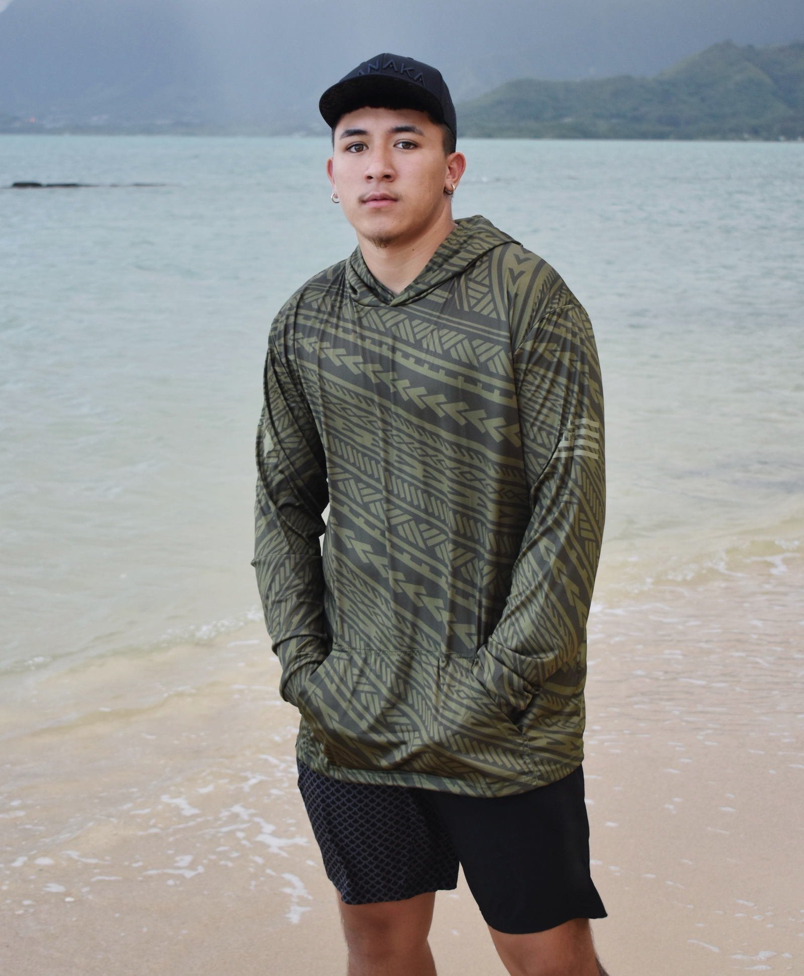 Kakau Olive Green Hooded Long Sleeve Drifit – Hae Hawaii