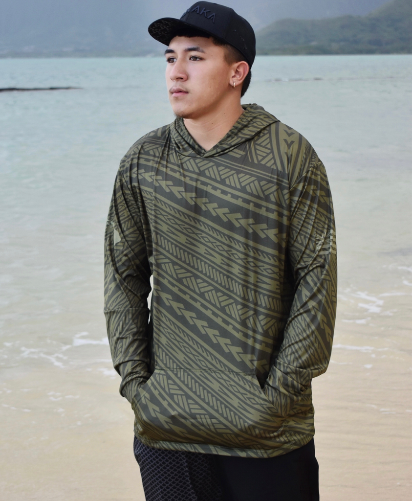 Kakau Olive Green Hooded Long Sleeve Drifit – Hae Hawaii