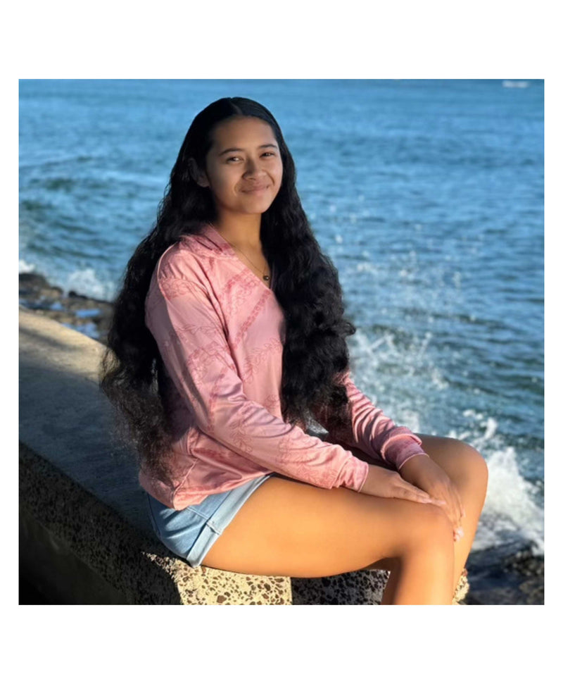 Kuulei Toddler V-Neck Hooded Longsleeve Drifit Desert Pink