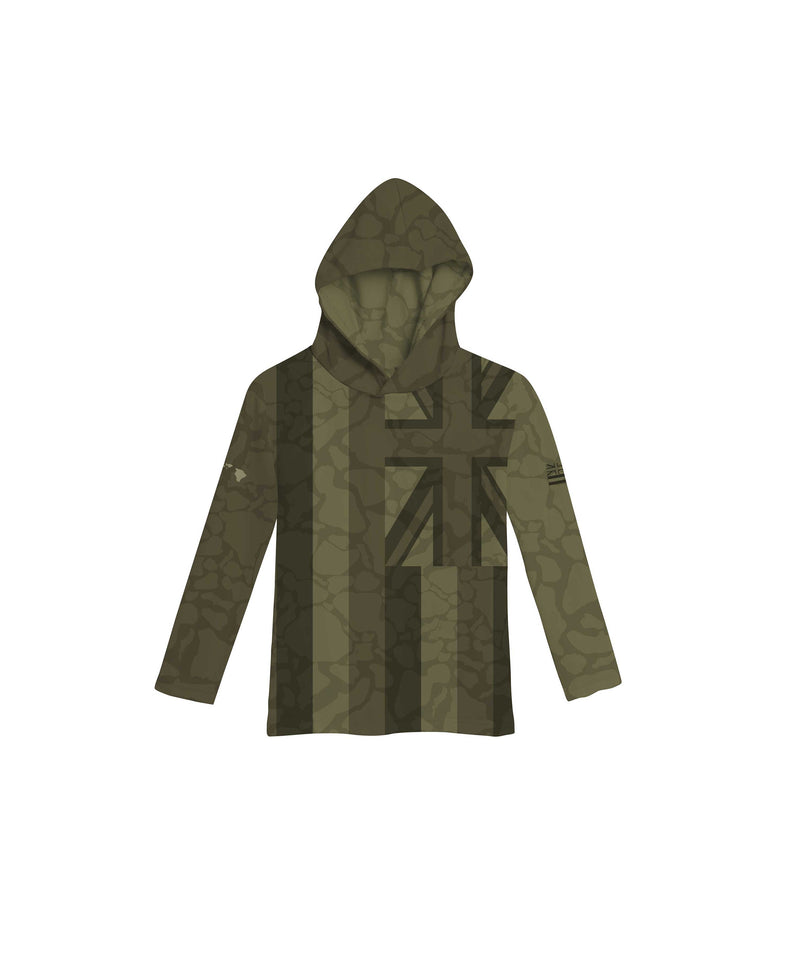 Hae Hawaii Toddler Hooded Long Sleeve Drifit Namoku Camo Olive