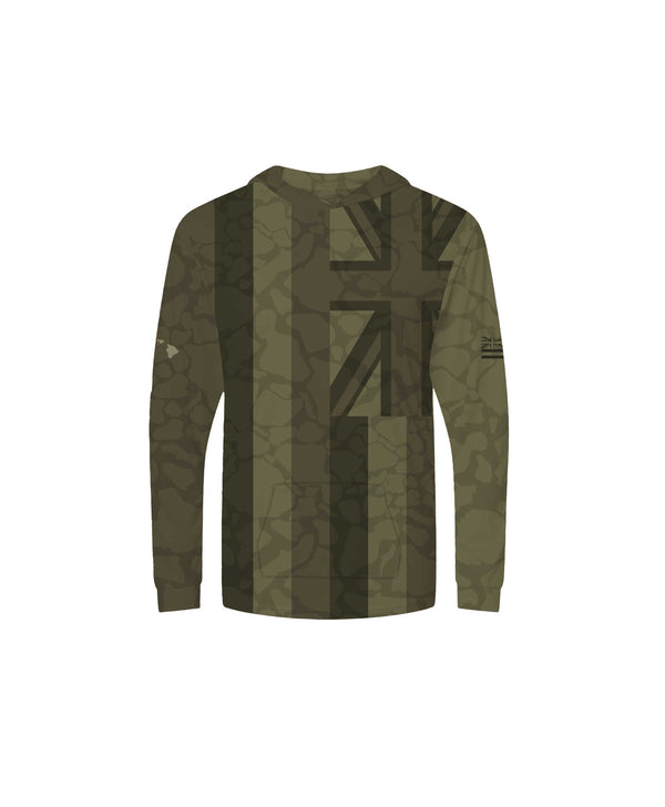 Hae Hawaii Youth Hooded Long Sleeve Drifit Namoku Camo Olive