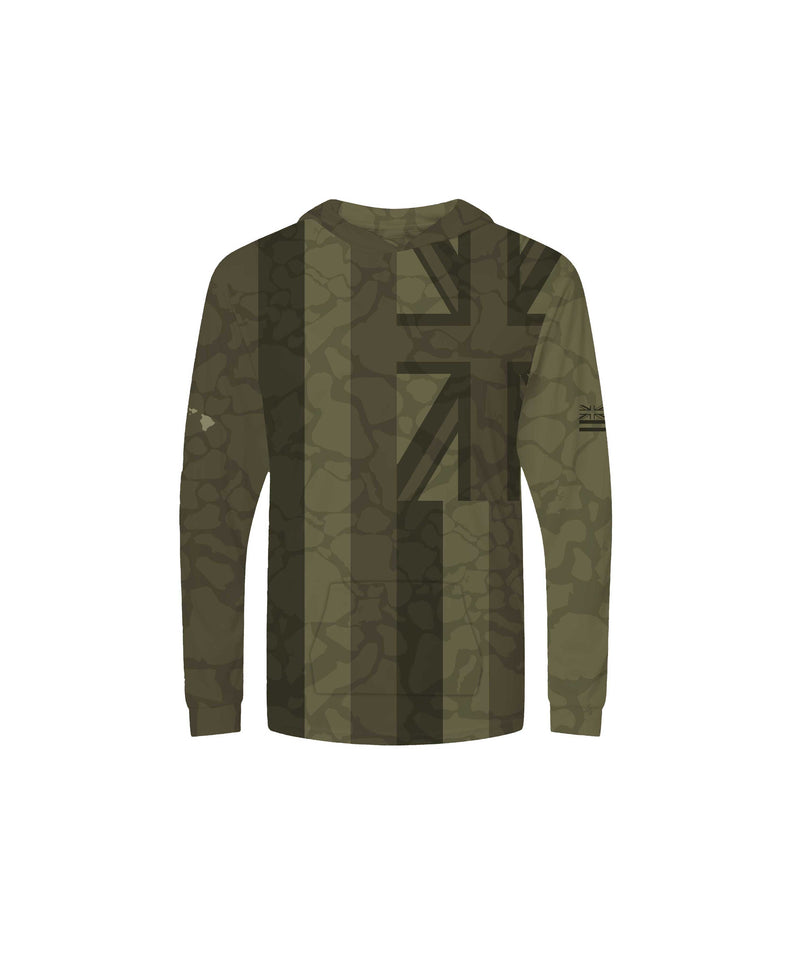 Hae Hawaii Youth Hooded Long Sleeve Drifit Namoku Camo Olive
