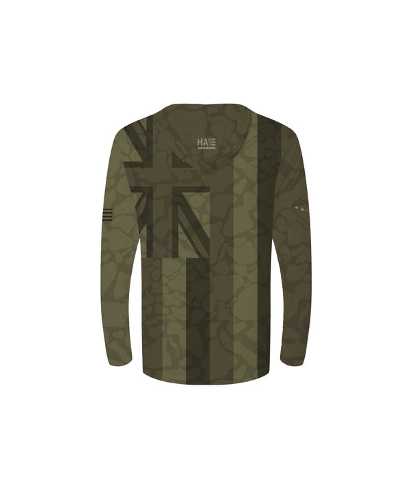 Hae Hawaii Youth Hooded Long Sleeve Drifit Namoku Camo Olive