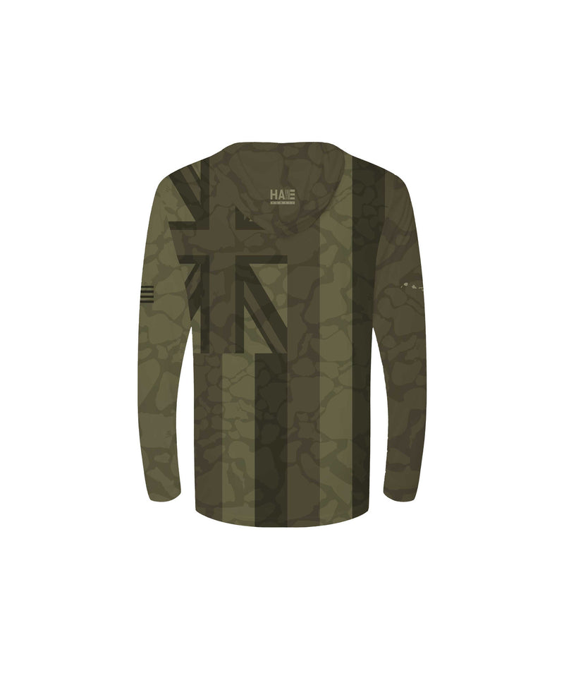 Hae Hawaii Youth Hooded Long Sleeve Drifit Namoku Camo Olive