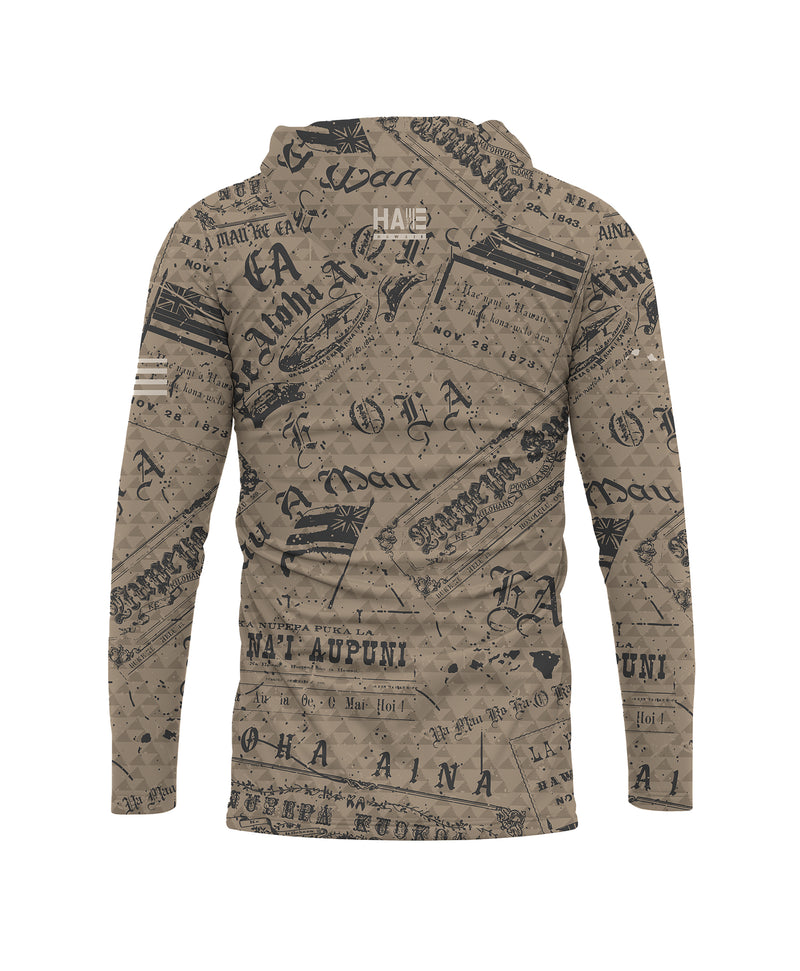 Nupepa Olelo Hawaii Sublimated Hooded Long Sleeve Drifit