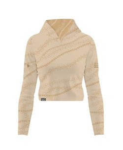 Kuulei Wahine V-Neck Hooded Crop Longsleeve Drifit Desert Sand
