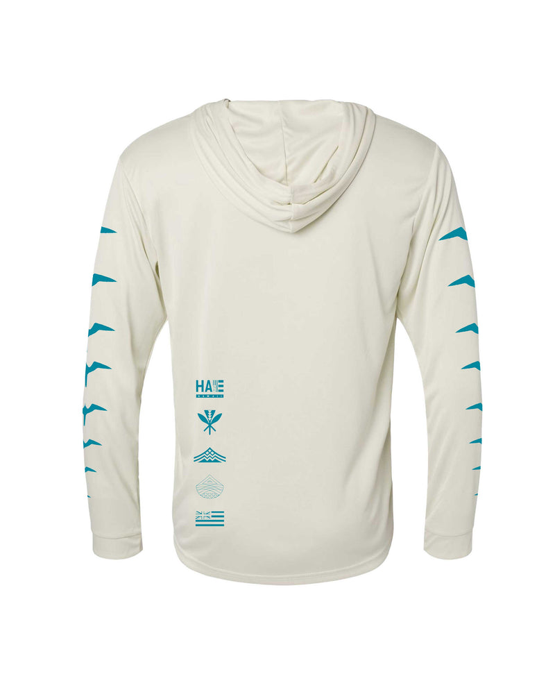 Mauka to Makai Hooded Long Sleeve Drifit Teal on Sand