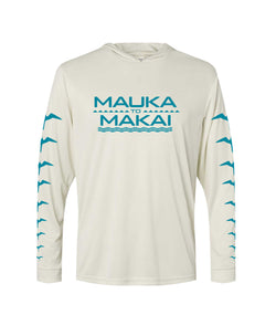 Mauka to Makai Hooded Long Sleeve Drifit Teal on Sand