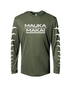 Mauka to Makai Hooded Longsleeve Drifit Olive