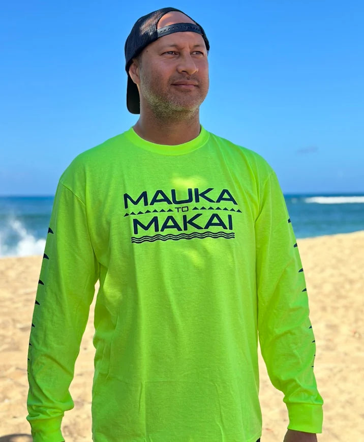 Mauka to Makai Longsleeve T-Shirt Safety Green – Hae Hawaii