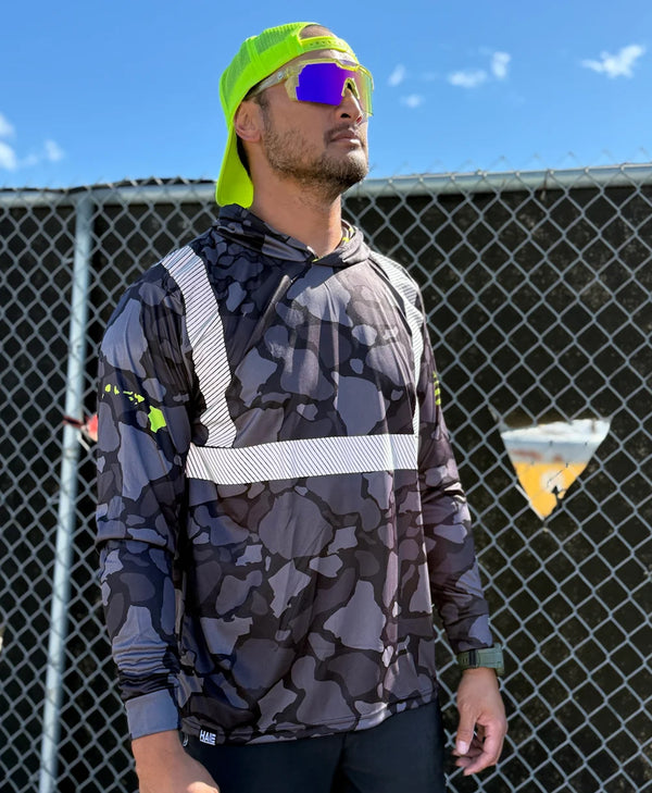 Namoku Reflective Hooded Longsleeve Drifit Black Neon