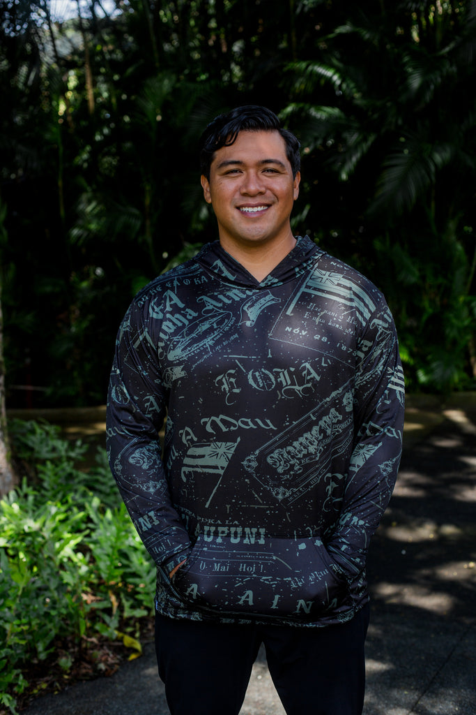 Nupepa Olelo Hawaii Hooded Long Sleeve Drifit Black – Hae Hawaii