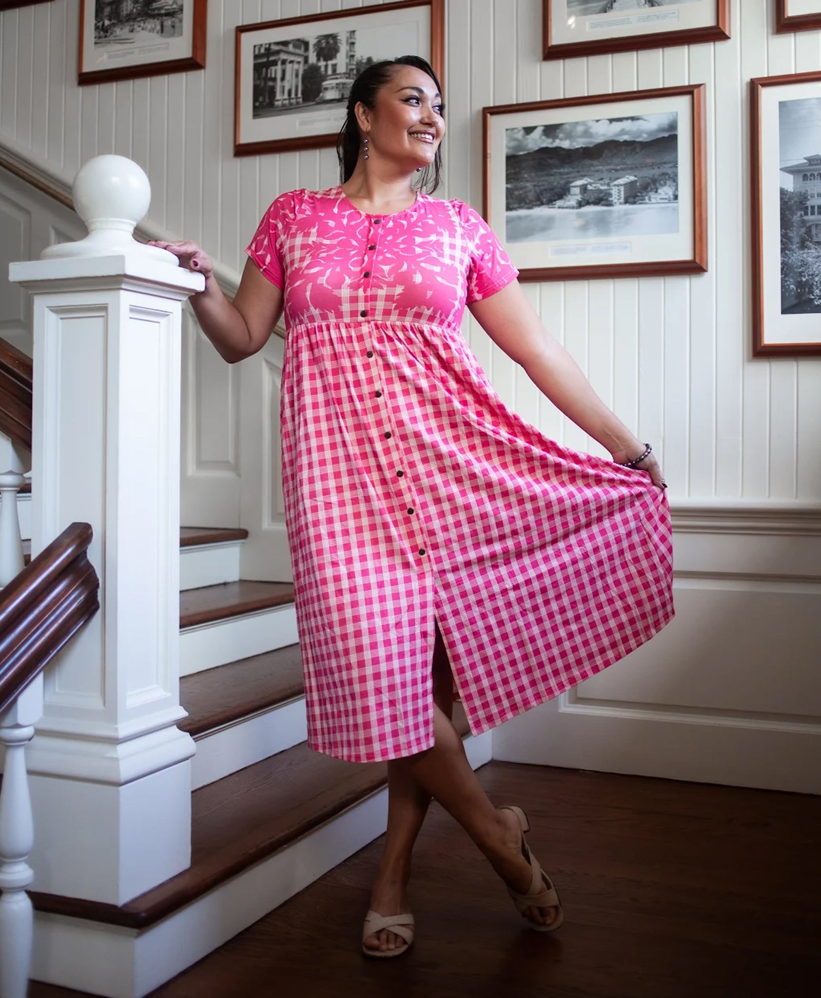 Palaka Kuiki Aulani Midi Dress Loke Pink