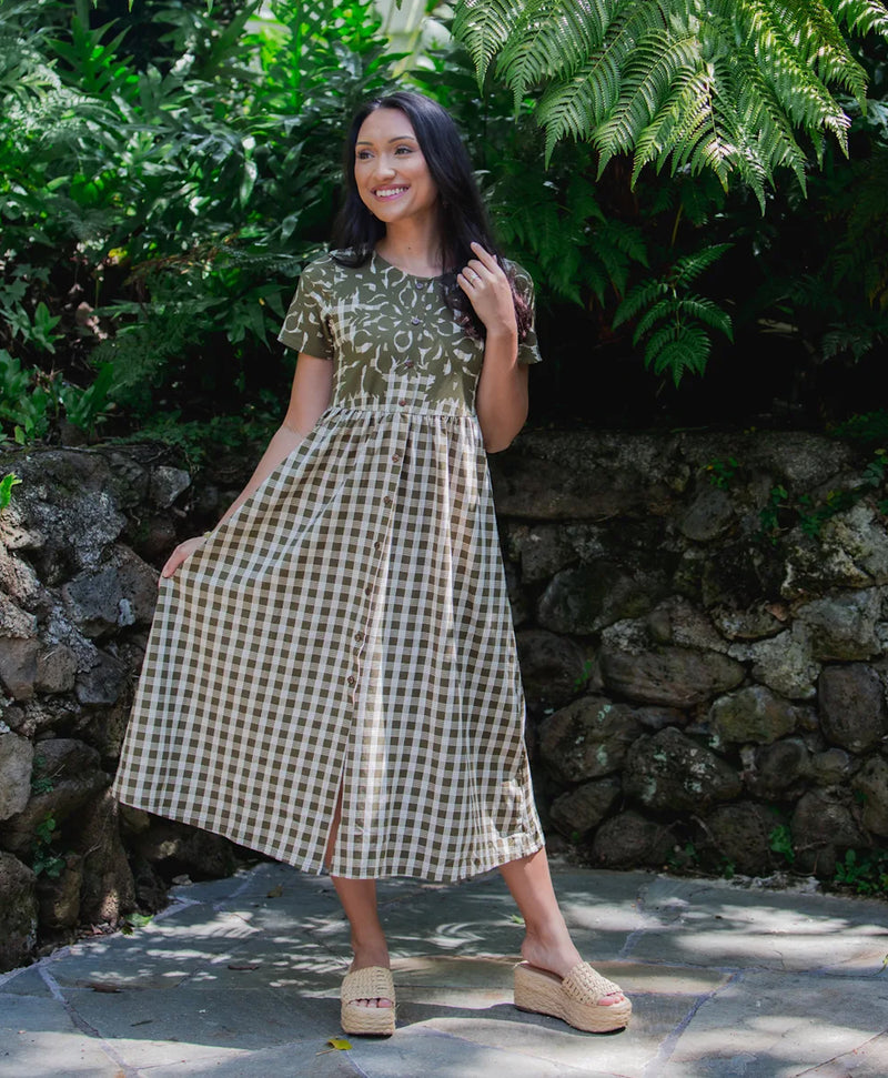midi dress olive Palaka Kuiki Aulani – Hae Hawaii Wear the Lovell Midi Color:Orange/Tan Stripe romy pink lace knit mini dress Two Piece Lace Applique