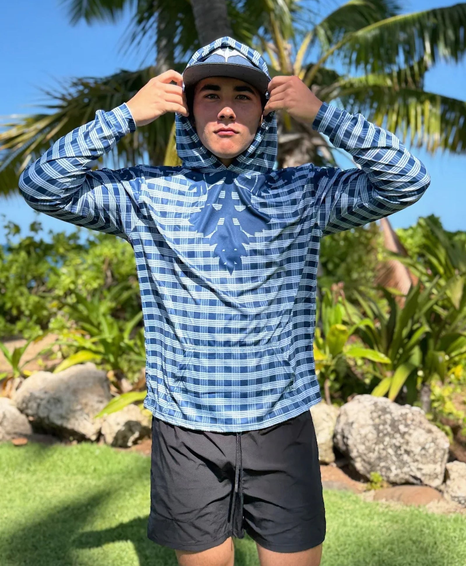 Palaka Kuiki Hooded Longsleve Drifit Navy – Hae Hawaii