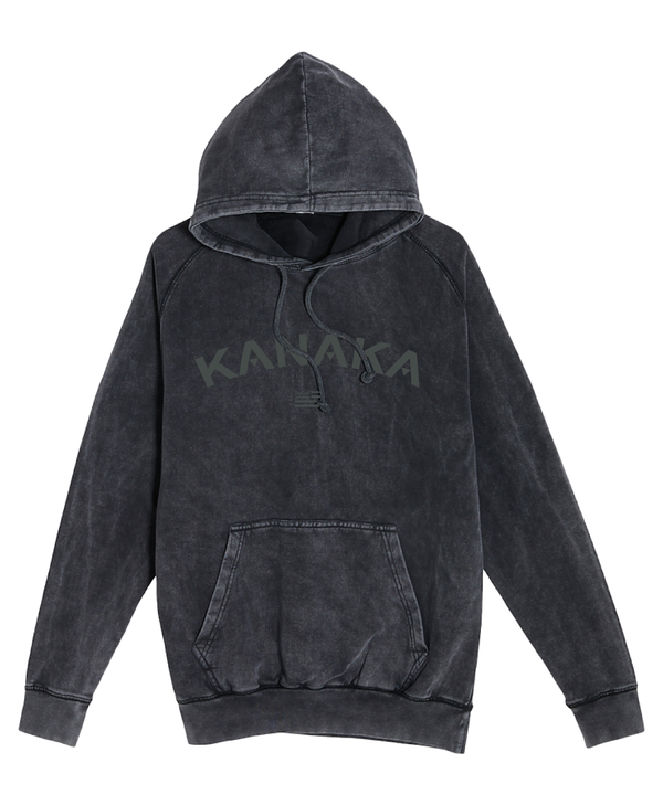 Kanaka Vintage Wash Black Hooded Sweater