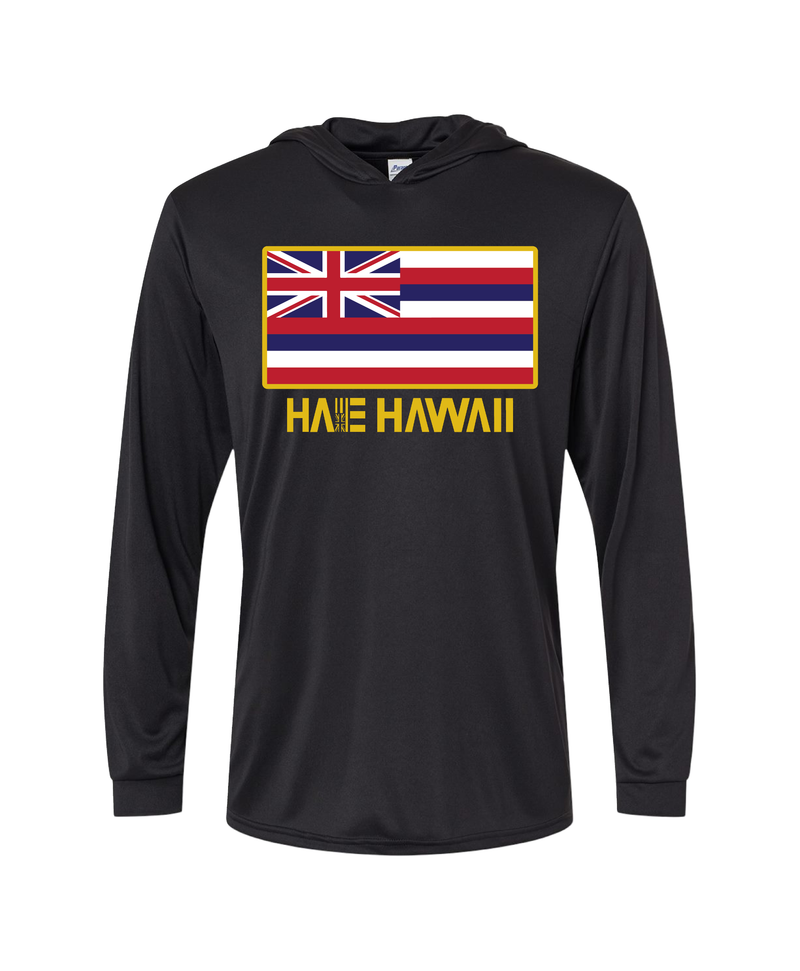 Hae Hawaii Black Hooded Long Sleeve Drifit