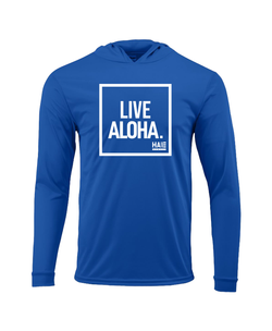 Live Aloha Hooded Long Sleeve Drifit Royal