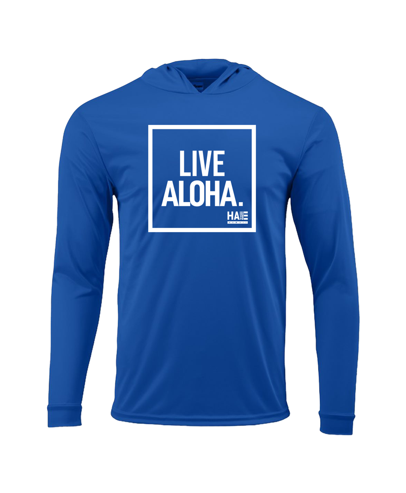 Live Aloha Hooded Long Sleeve Drifit Royal