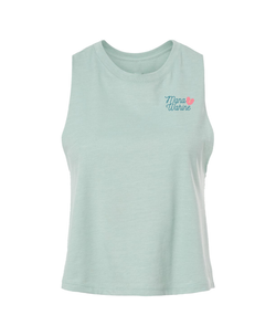 Mana Wahine Racerback Crop Tank Dusty Blue