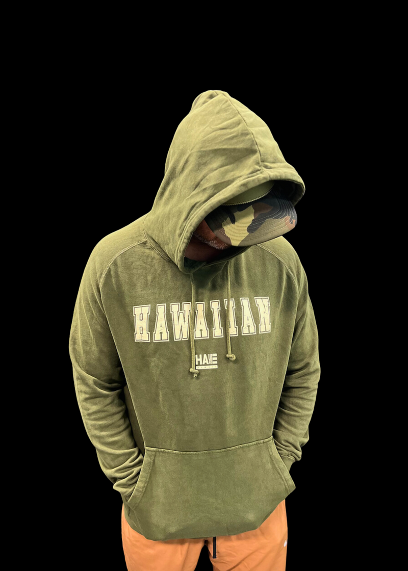 Hawaiian Vintage Wash Olive Hooded Sweater