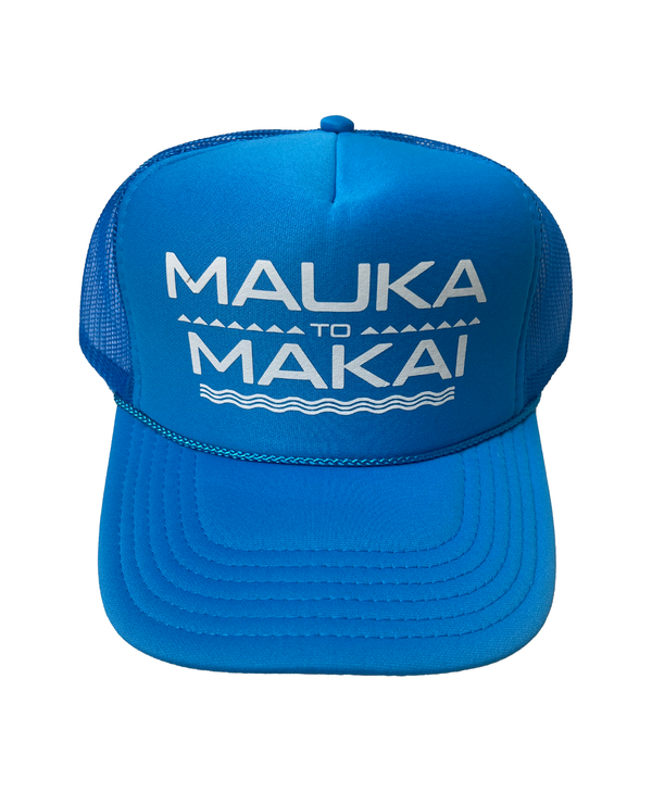 Mauka To Makai Ocean Blue Trucker Hat